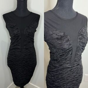 Timing Black Bodycon Mesh Chest and Back Dress (S)